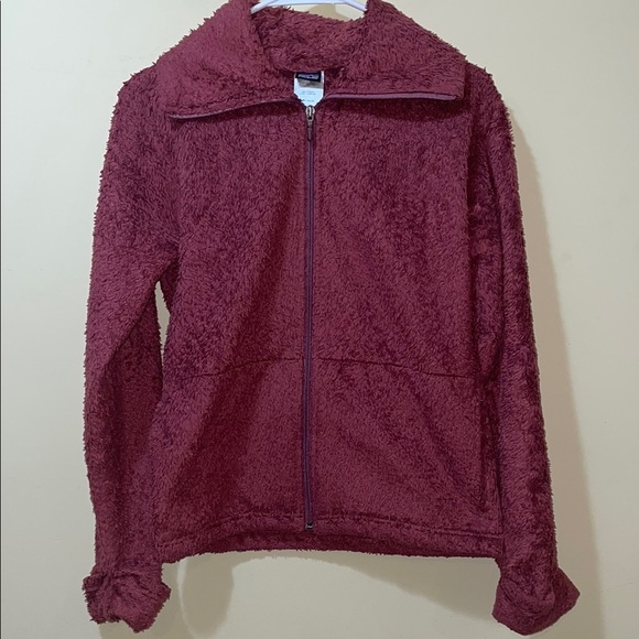 Girls Patagonia Fleece Full Zip Jacket Burgundy - Picture 1 of 4